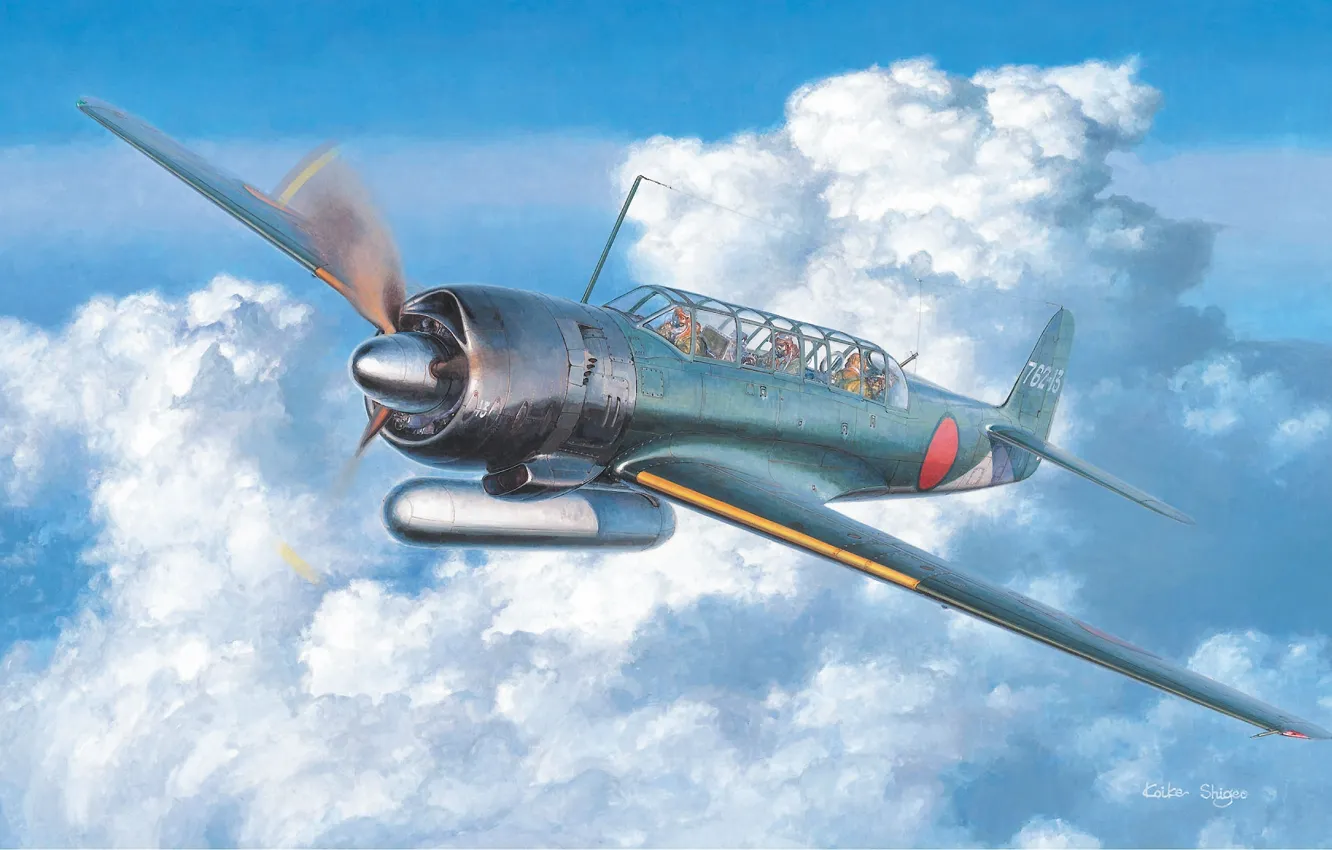 Photo wallpaper aircraft, war, airplane, aviation, dogfight, japanese bomber, B6N Tenzan