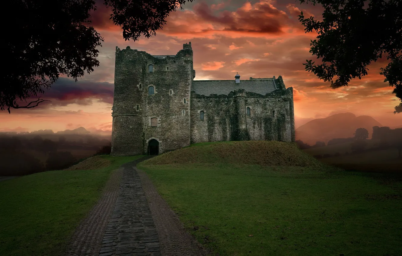 Photo wallpaper night, nature, castle