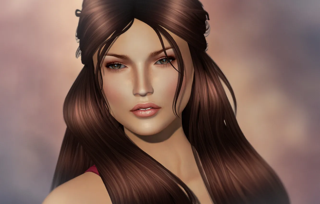 Photo wallpaper look, girl, face, hair, beauty