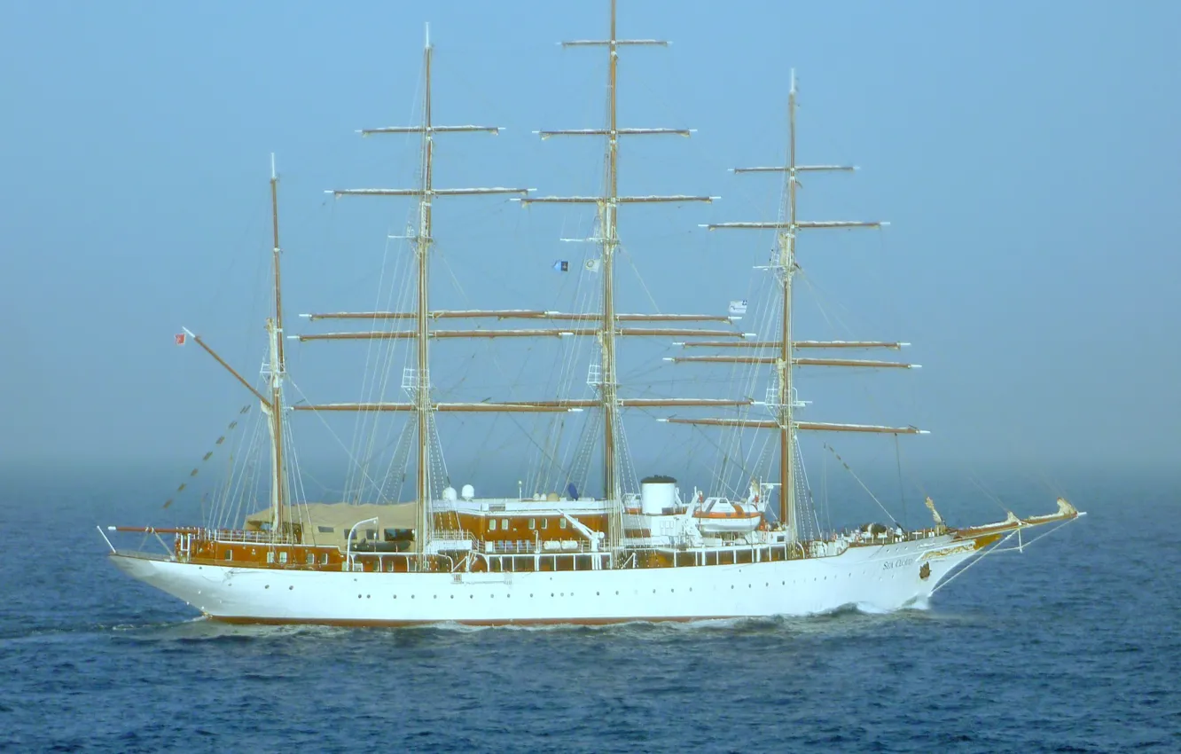Photo wallpaper sea, sailboat, haze, SEA CLOUD
