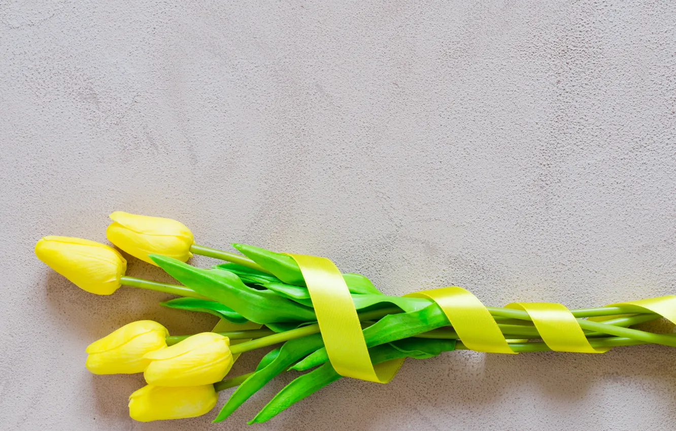 Photo wallpaper love, yellow, bouquet, tape, tulips, love, yellow, flowers