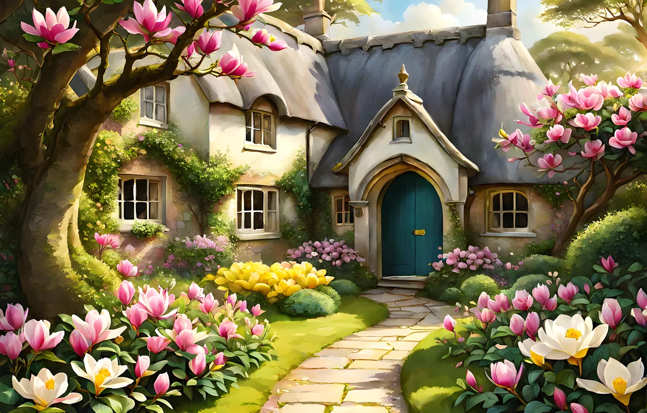 Photo wallpaper summer, landscape, nature, comfort, home, spring, garden, track