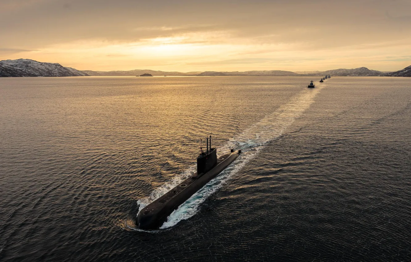 Photo wallpaper sea, weapons, submarine, submarine, course