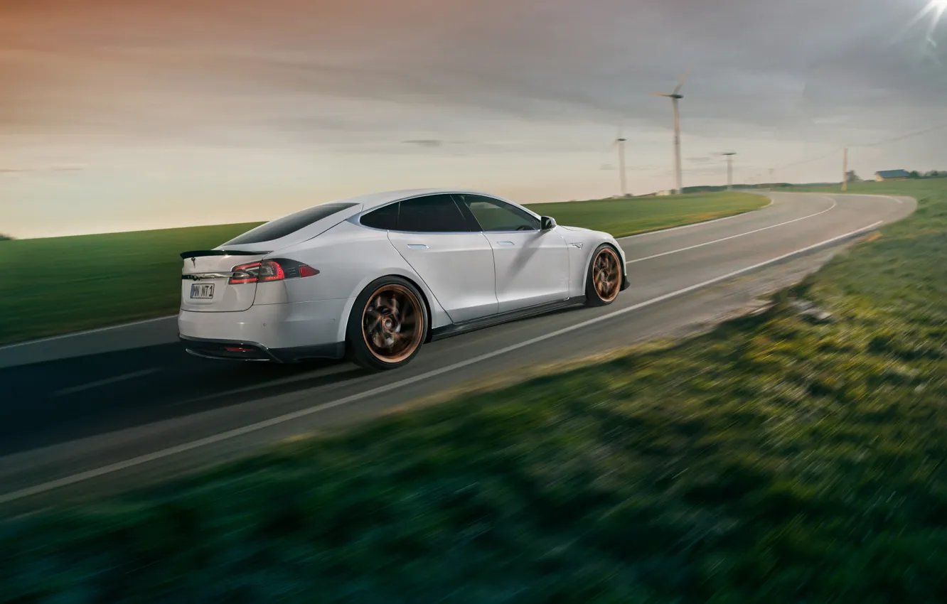 Photo wallpaper Tesla, Model S, Novitec, 2017