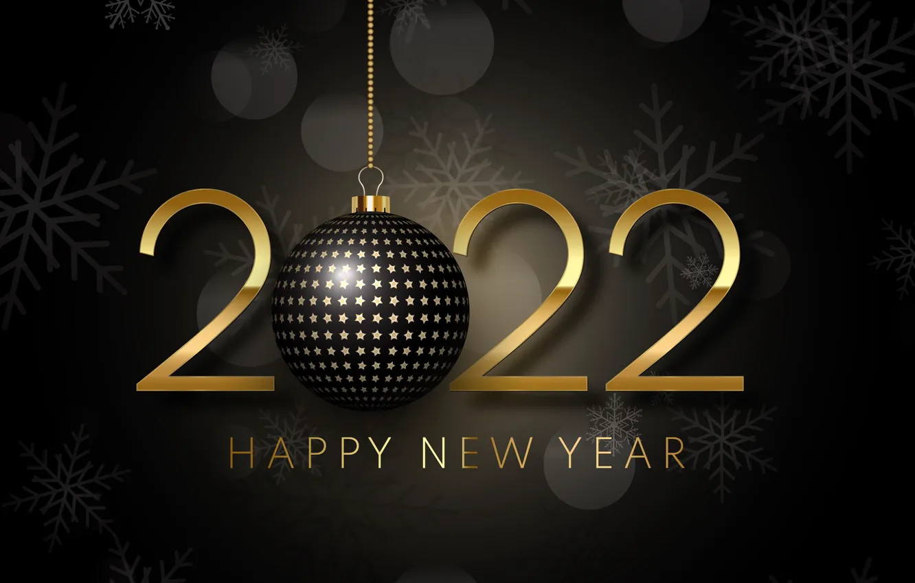 Photo wallpaper gold, new year, figures, golden, black background, black, New Year, decoration