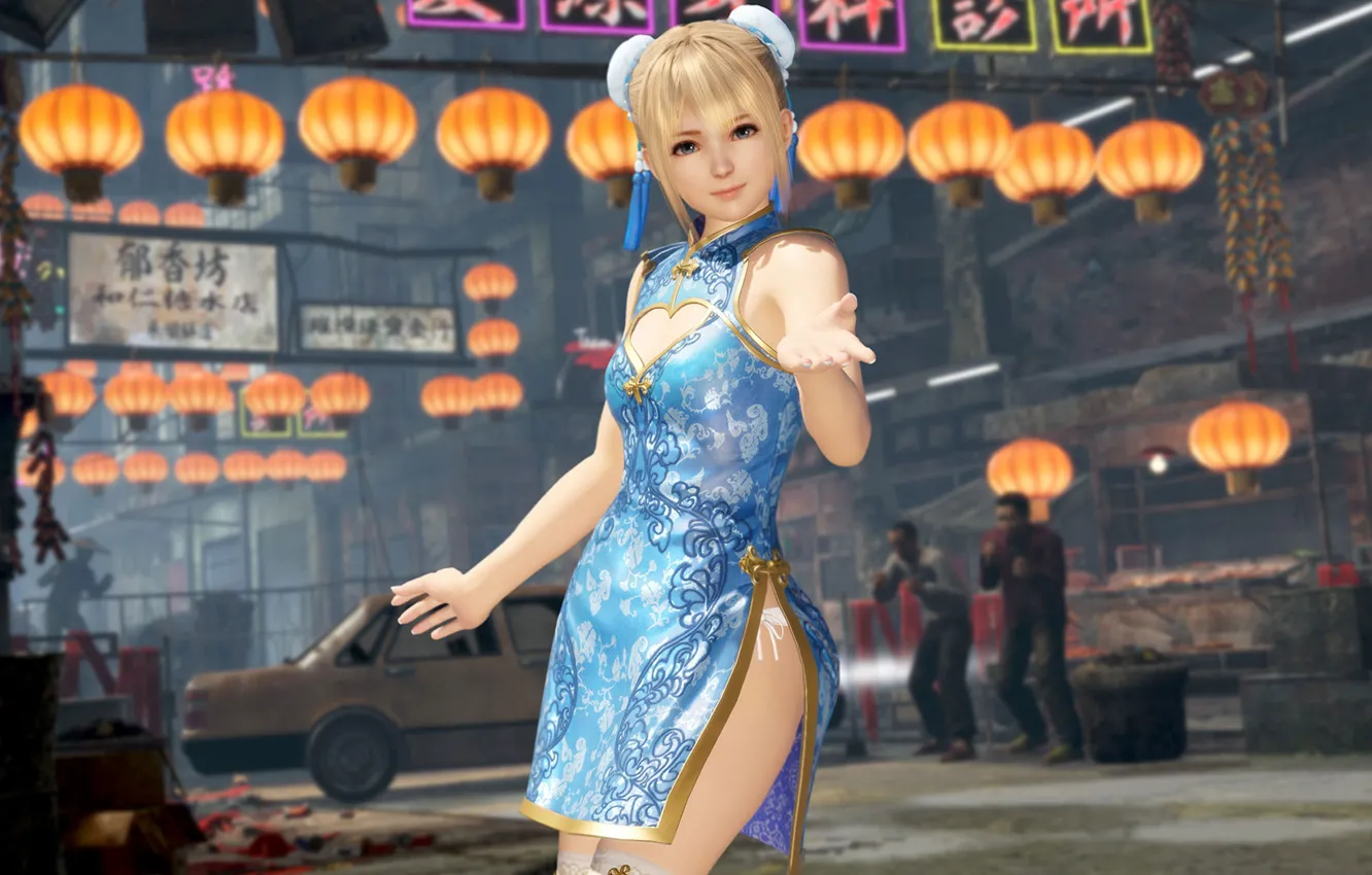 Photo wallpaper girl, sexy, cleavage, dead or alive, dress, boobs, blue eyes, beautiful