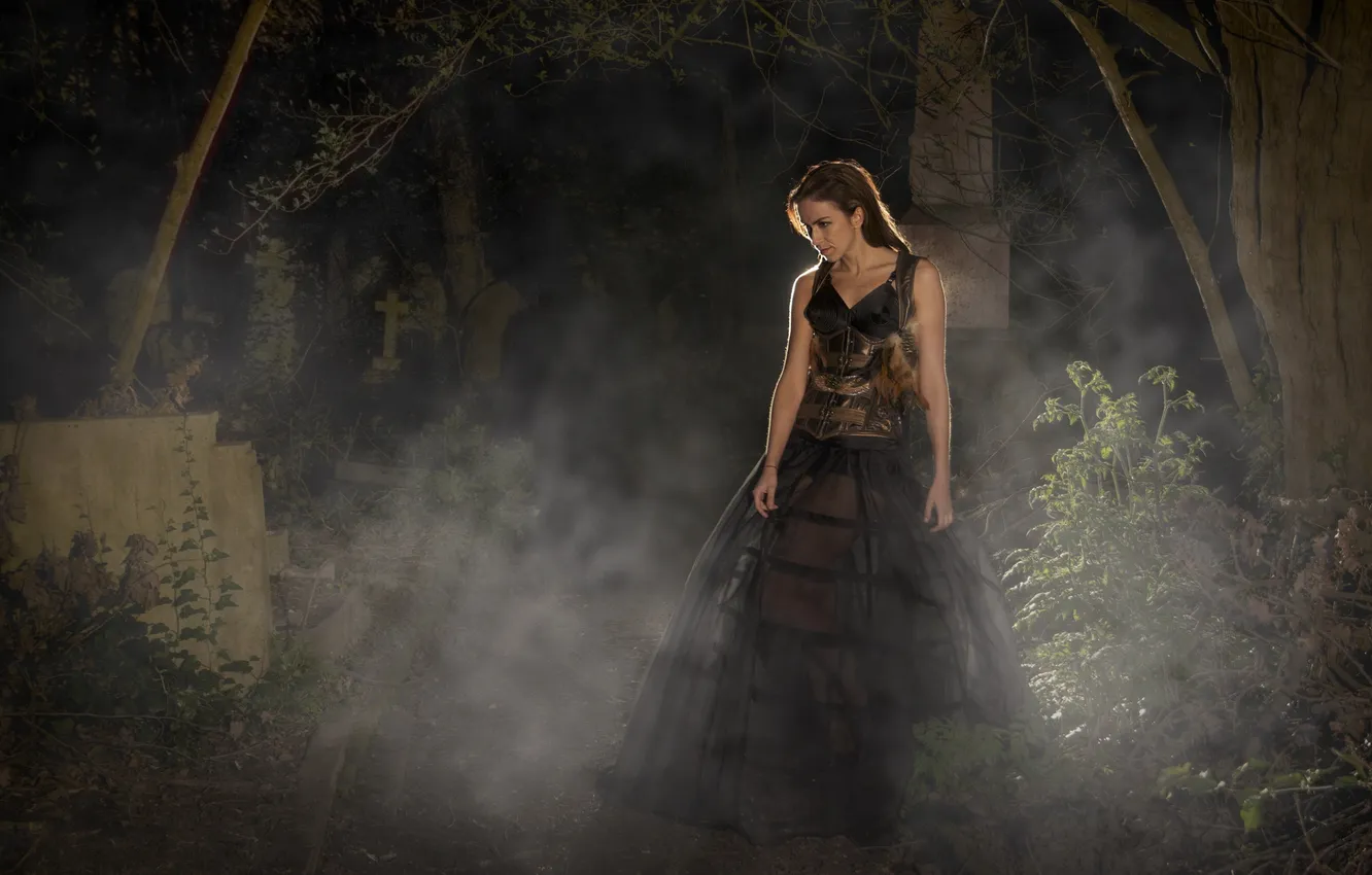 Photo wallpaper girl, night, background