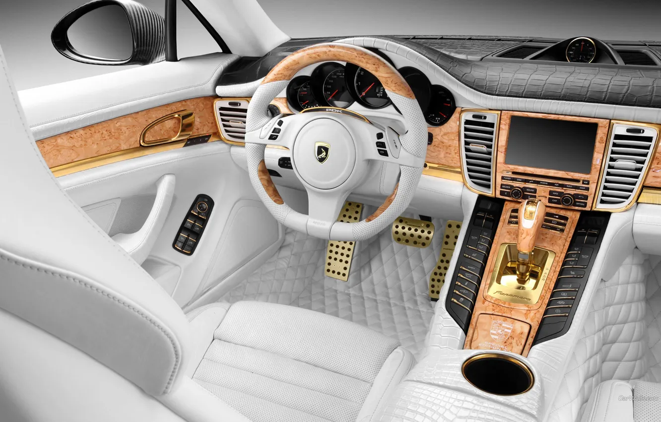 Photo wallpaper dream, gold, leather, Panamera, Porshe, salon, exclusive, Crocodile