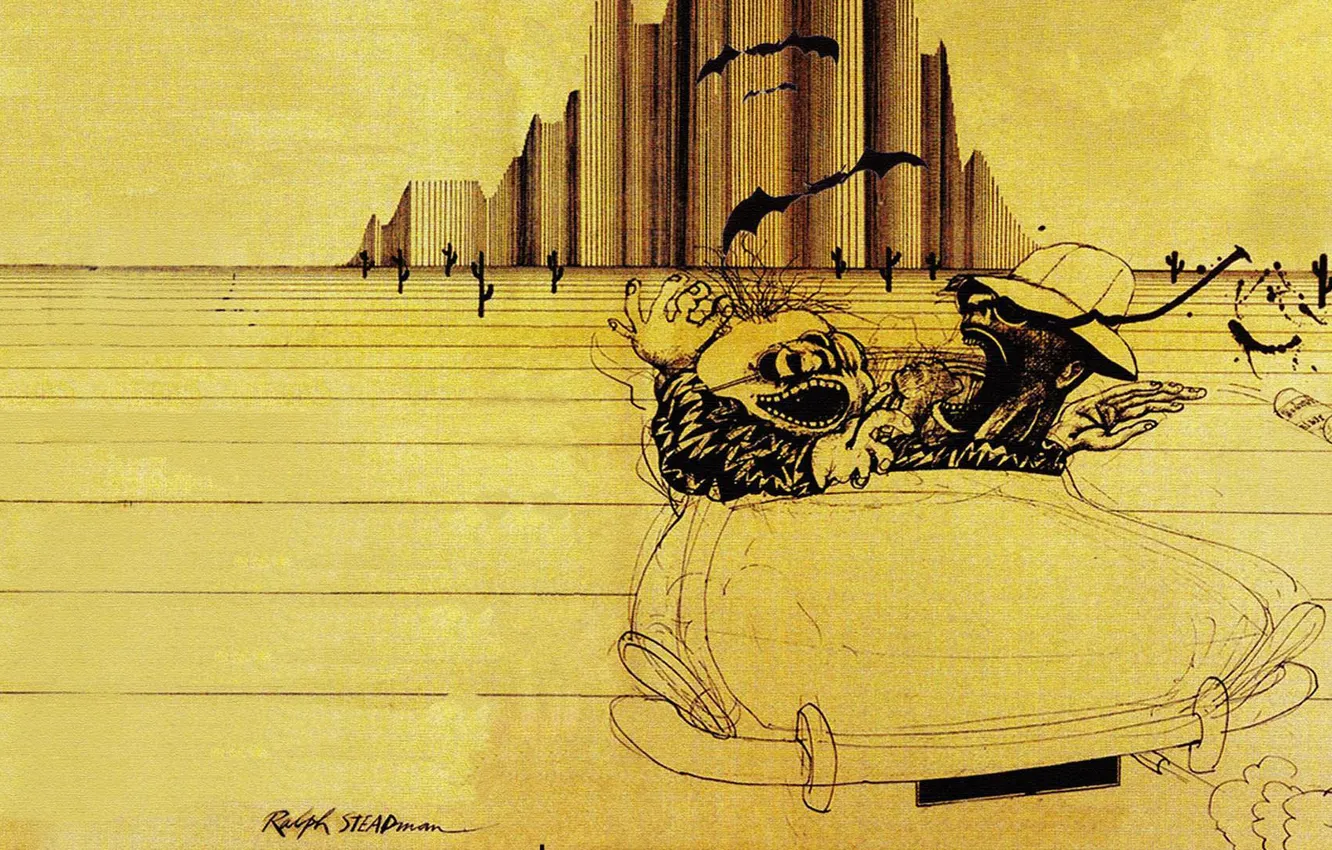 Photo wallpaper ralph steadman, hunter thompson, fear and loathing in Las Vegas, hunter s Thompson, fear and …