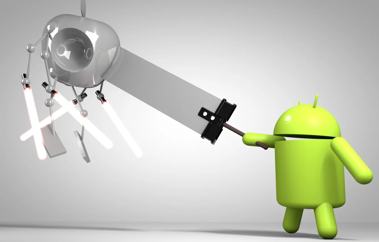 Photo wallpaper apple, sword, Android, art, hi-tech