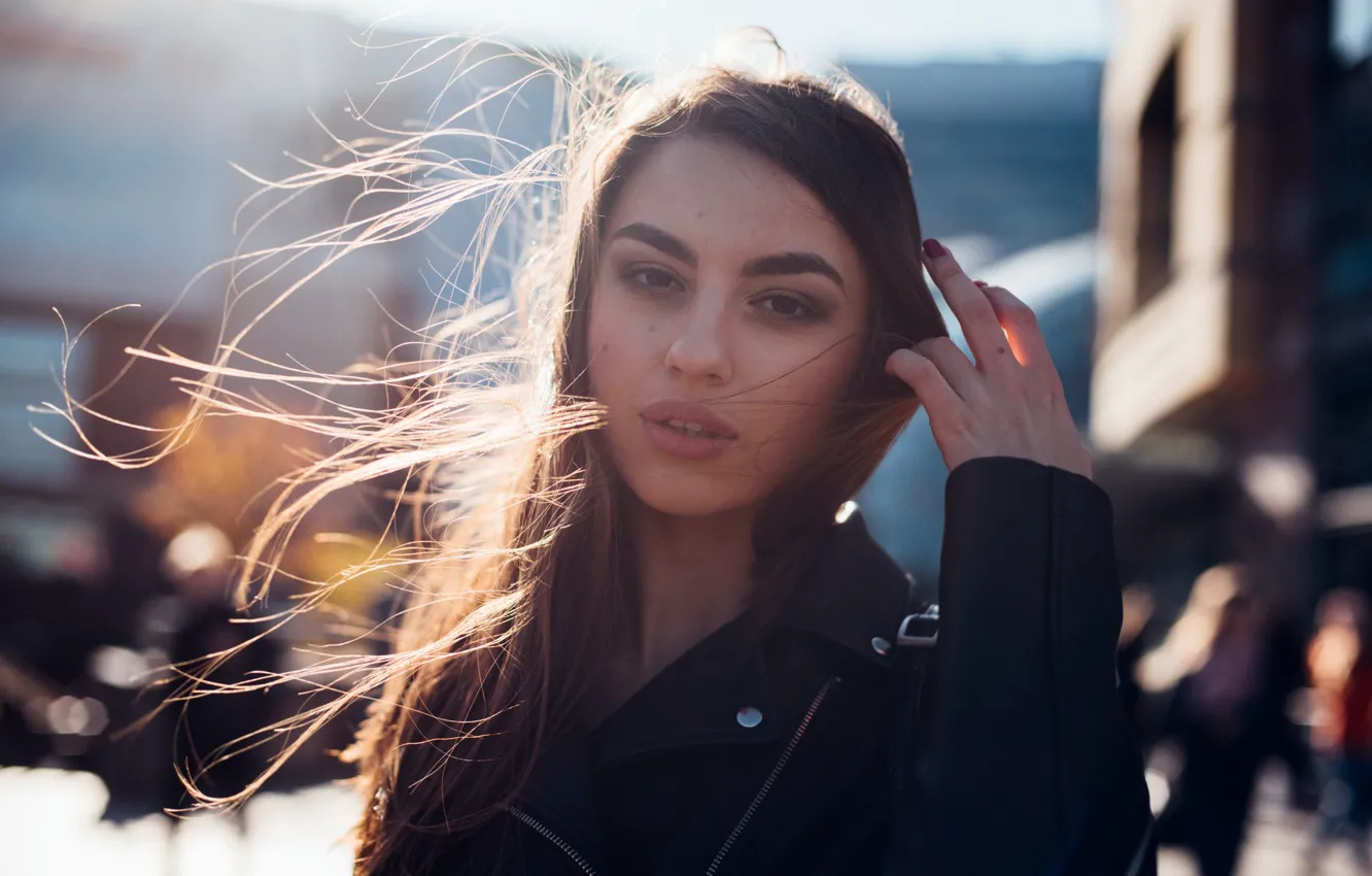 Photo wallpaper look, pose, model, portrait, makeup, jacket, hairstyle, brown hair