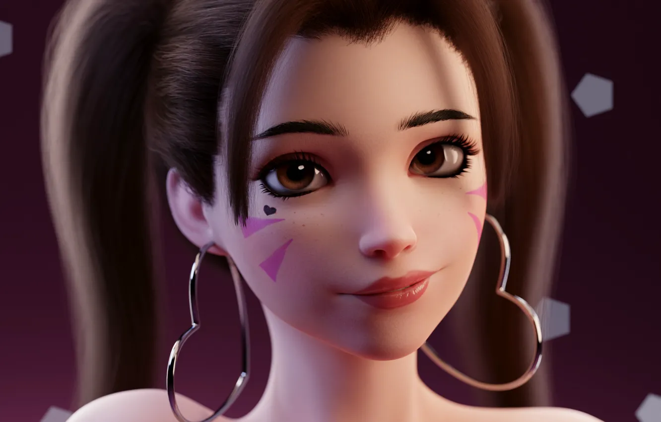 Photo wallpaper render, beauty, hair, Overwatch, D.Va