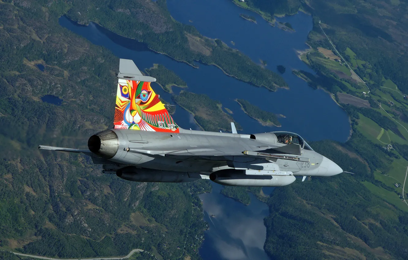 Photo wallpaper fighter, multipurpose, Gripen, CAN JAS 39