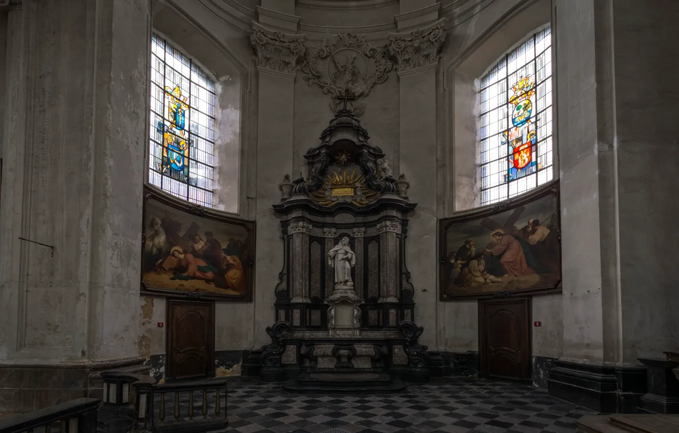 Photo wallpaper picture, Church, stained glass, religion, the altar