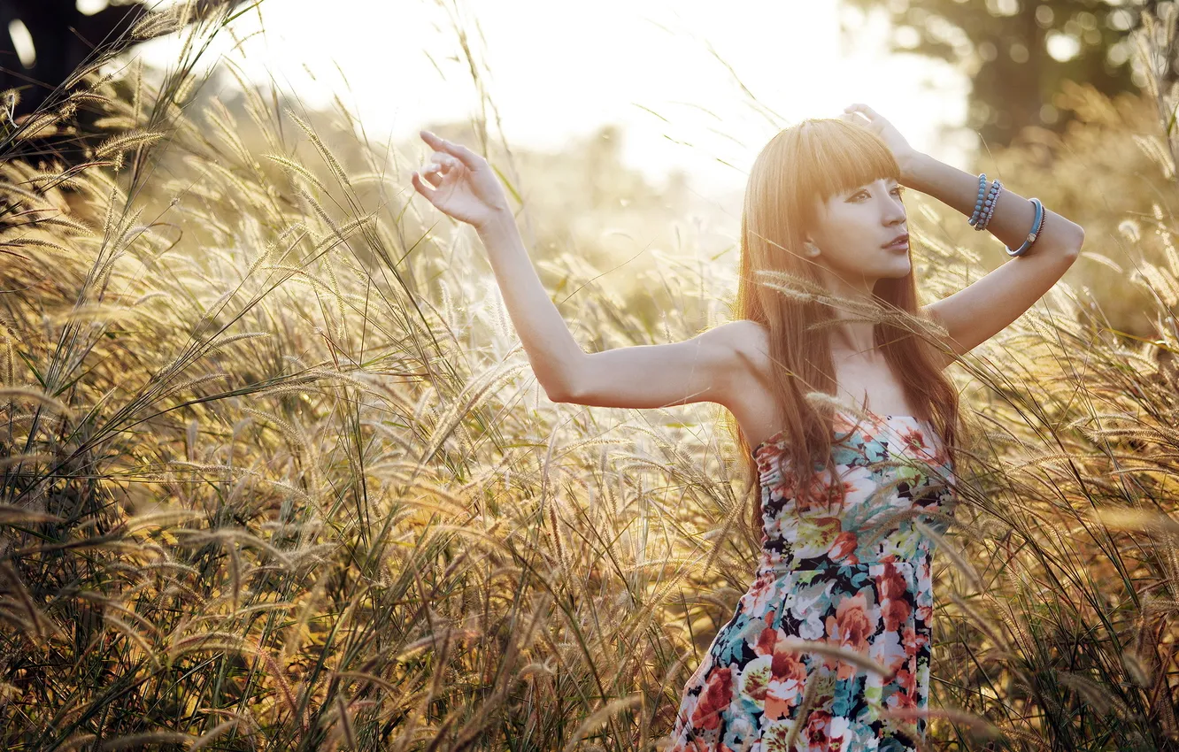 Photo wallpaper girl, background, Asian