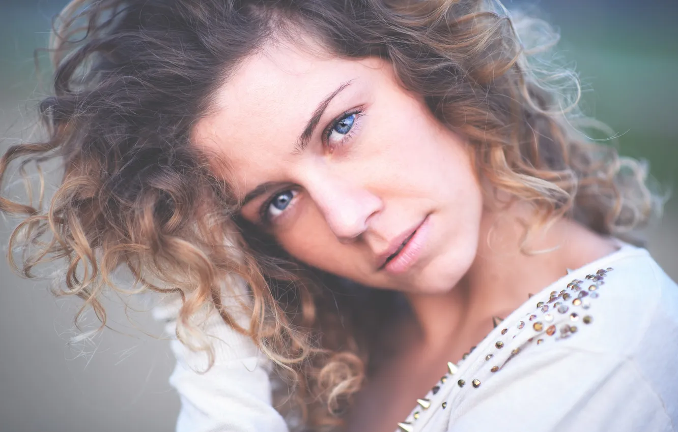 Photo wallpaper eyes, girl, curls, curls