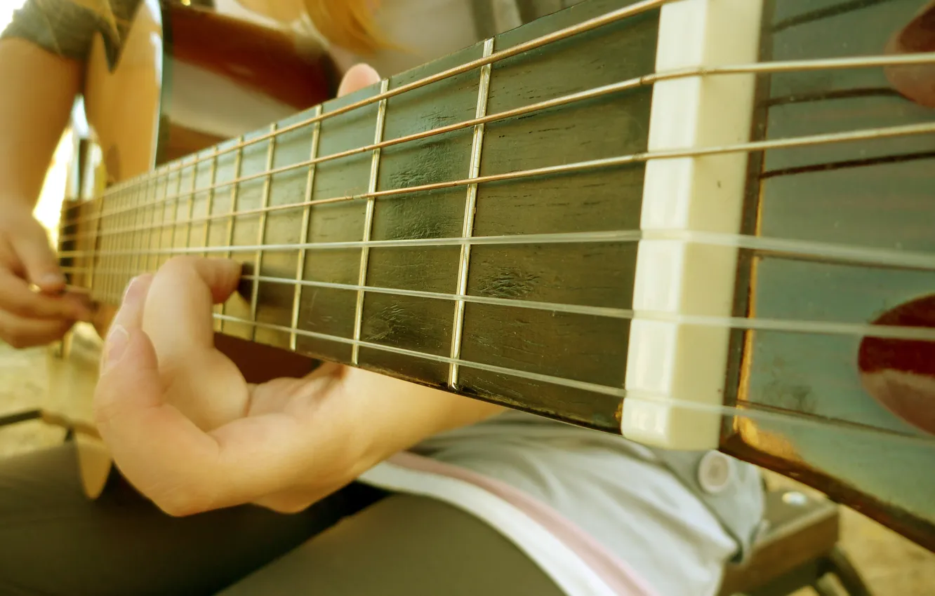 Photo wallpaper music, guitar, strings, fingers