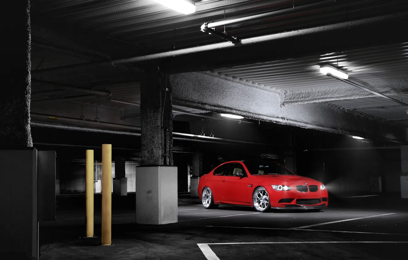 Photo wallpaper Light, Red, E92, Parking, M3