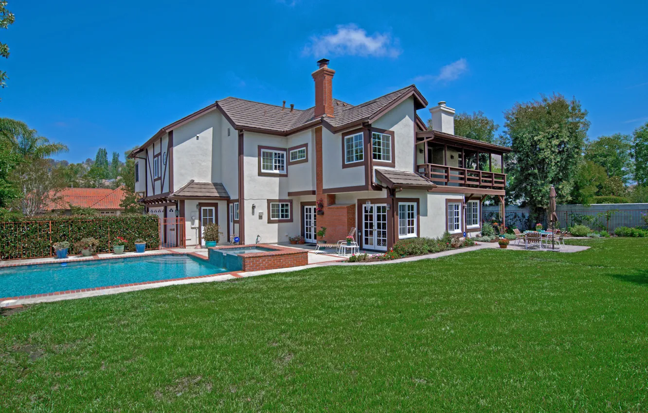 Photo wallpaper pool, hillside, terrace, San-Juan Capistrano