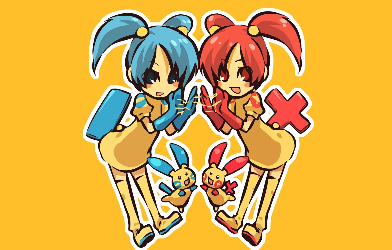 Photo wallpaper girl, girls, cosplay, pokemon, pokemon, Humanitaria, Minun, Plyusl