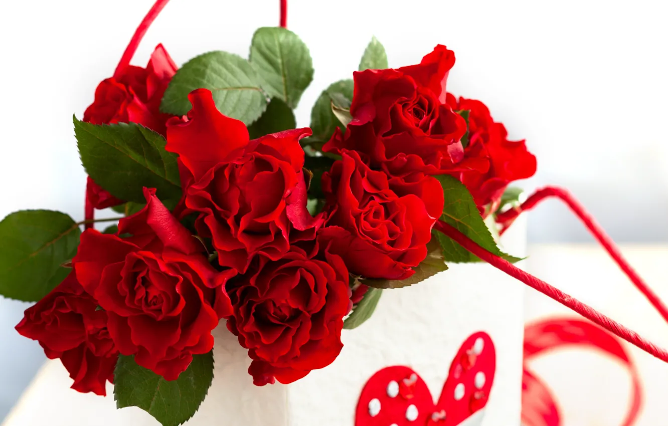 Photo wallpaper flowers, roses, love, rose, heart, romantic, Valentine's Day
