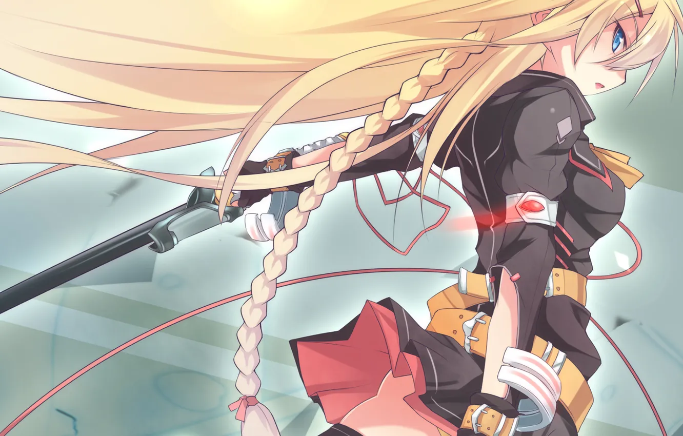 Photo wallpaper girl, weapons, tape, form, kazami mioyoru