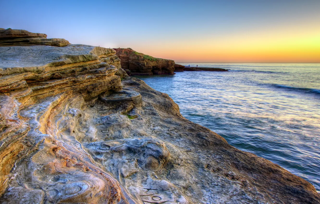 Photo wallpaper sea, landscape, sunset