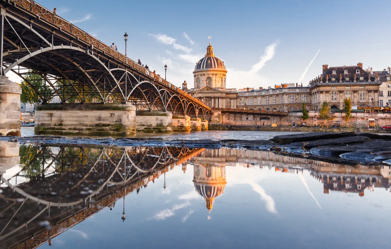 Photo wallpaper France, Paris, the Seine river, the Pont des Arts
