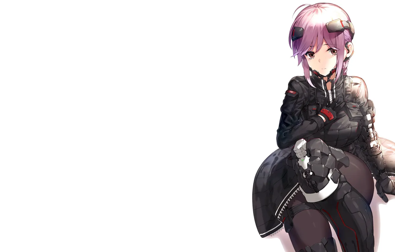 Photo wallpaper girl, white background, armor