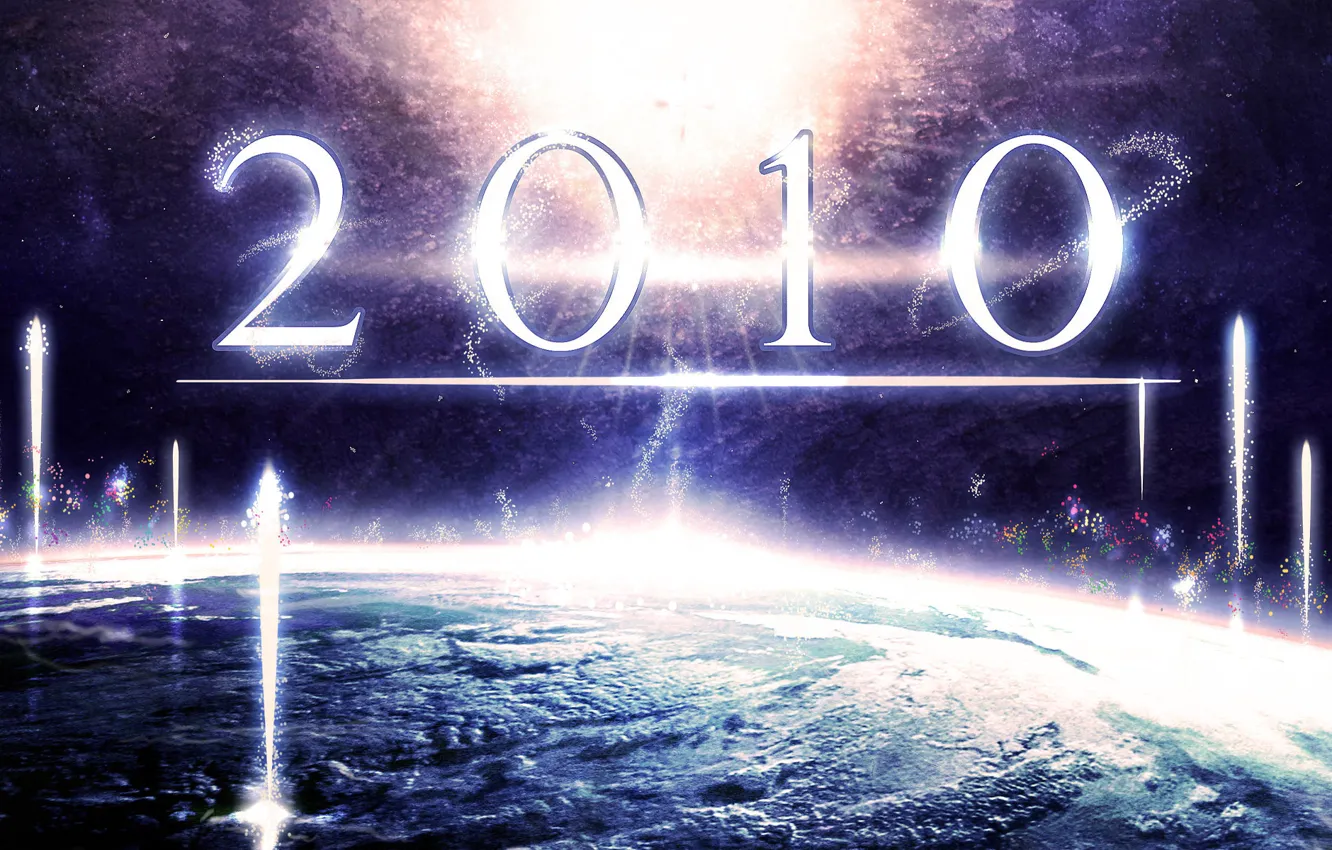 Photo wallpaper the universe, planet, new year, salute, 2010