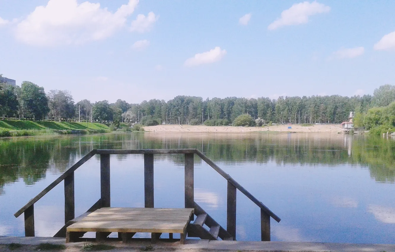 Photo wallpaper summer, landscape, pond