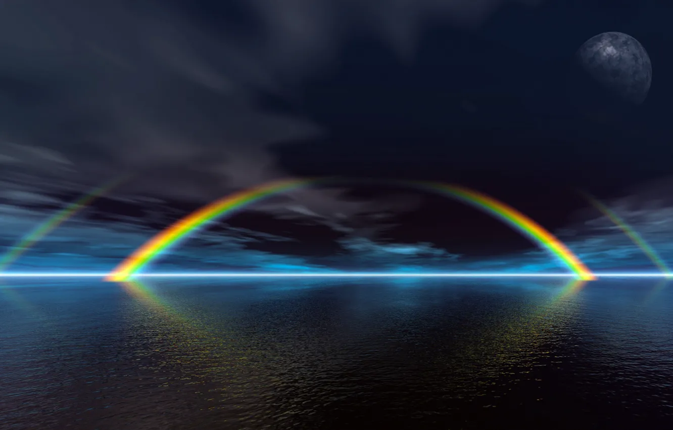 Photo wallpaper Rainbow, Nature, Water, Wallpaper, Sea