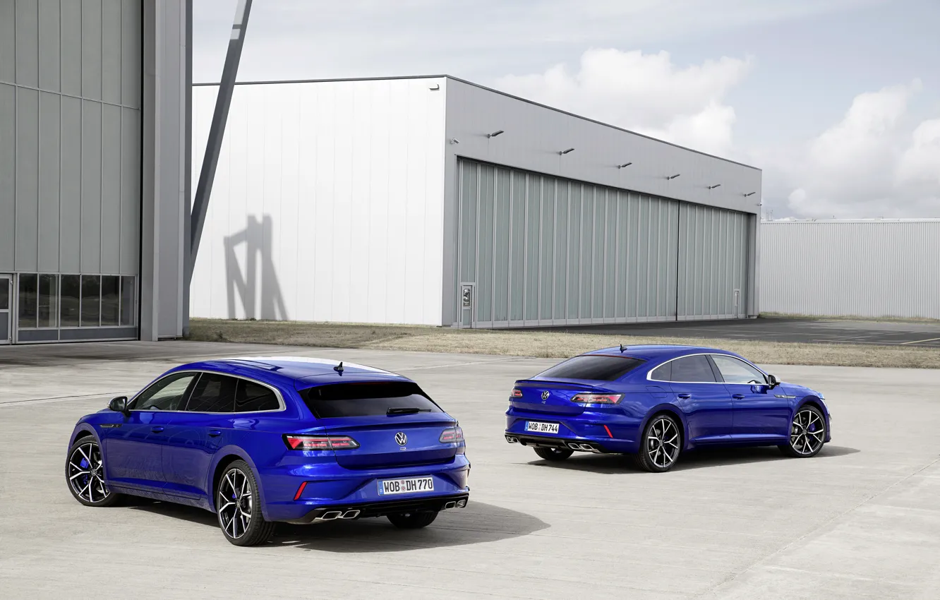 Photo wallpaper Volkswagen, blue, universal, Shooting Brake, hangars, liftback, 2020, Arteon