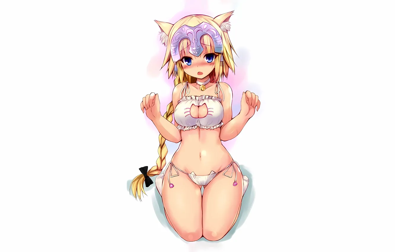 Photo wallpaper girl, sexy, lingerie, bra, cleavage, panties, long hair, legs