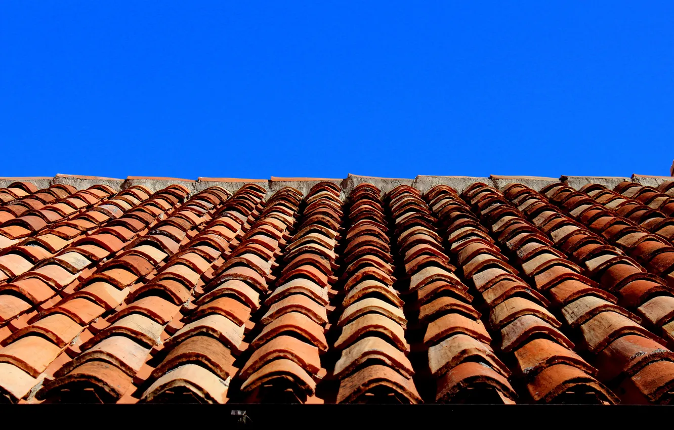 Photo wallpaper roof, the sky, house, tile, roof