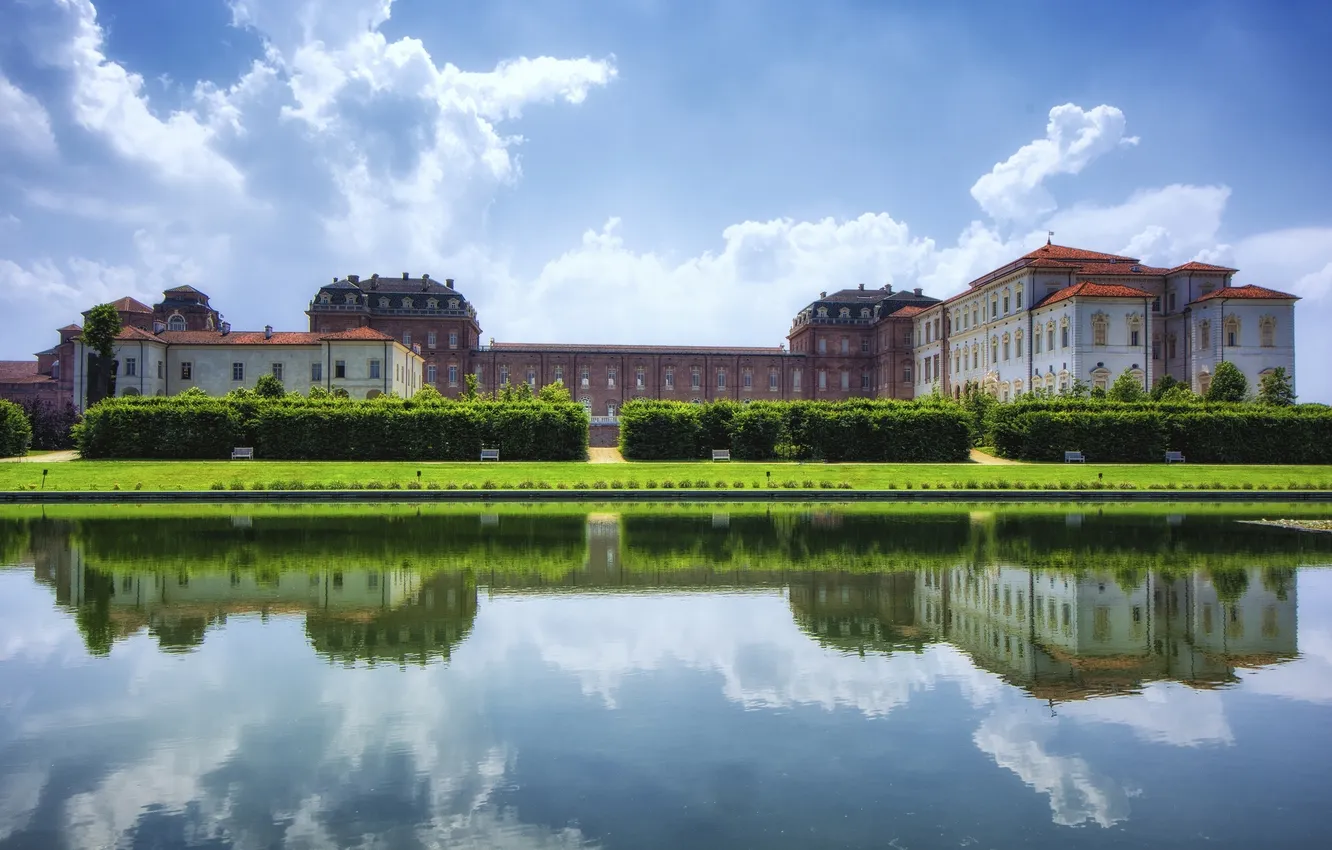 Photo wallpaper pond, reflection, Italy, Italy, Venaria Reale, Venaria Reale, The Royal Palace Of Venaria, Royal Palace …