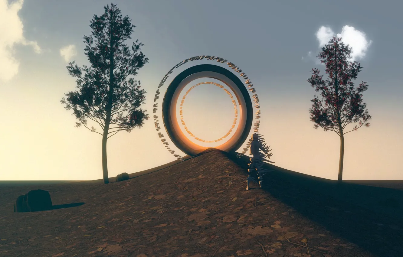 Photo wallpaper trees, being, the portal, fading away