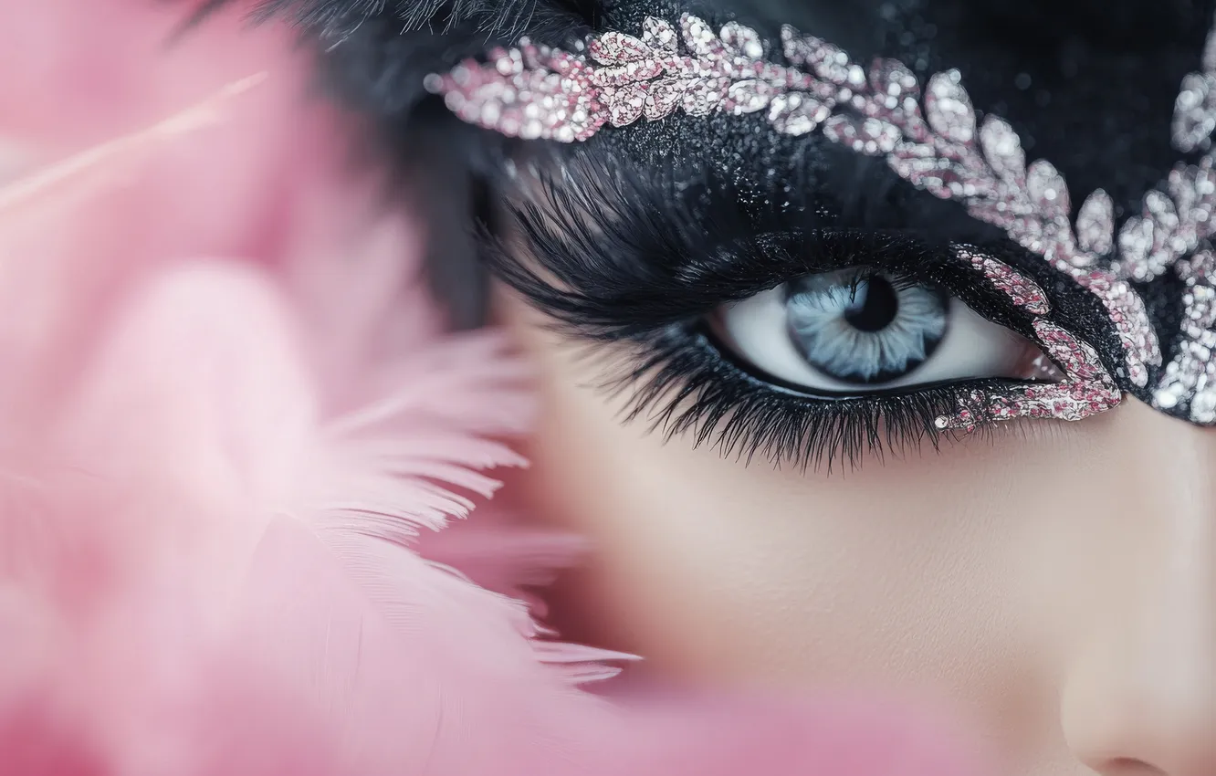 Photo wallpaper eyes, look, girl, decoration, close-up, face, eyelashes, style