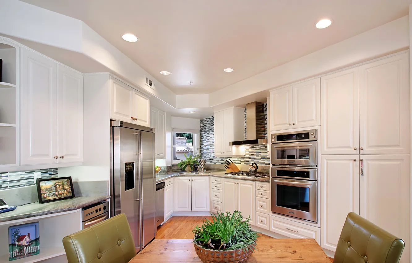 Photo wallpaper furniture, interior, refrigerator, kitchen, headsets