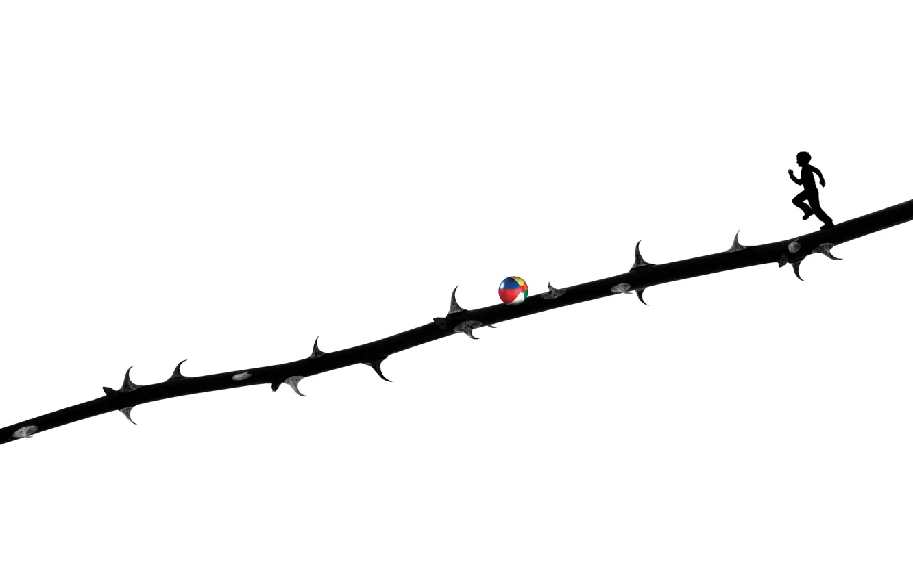 Photo wallpaper the ball, boy, spikes