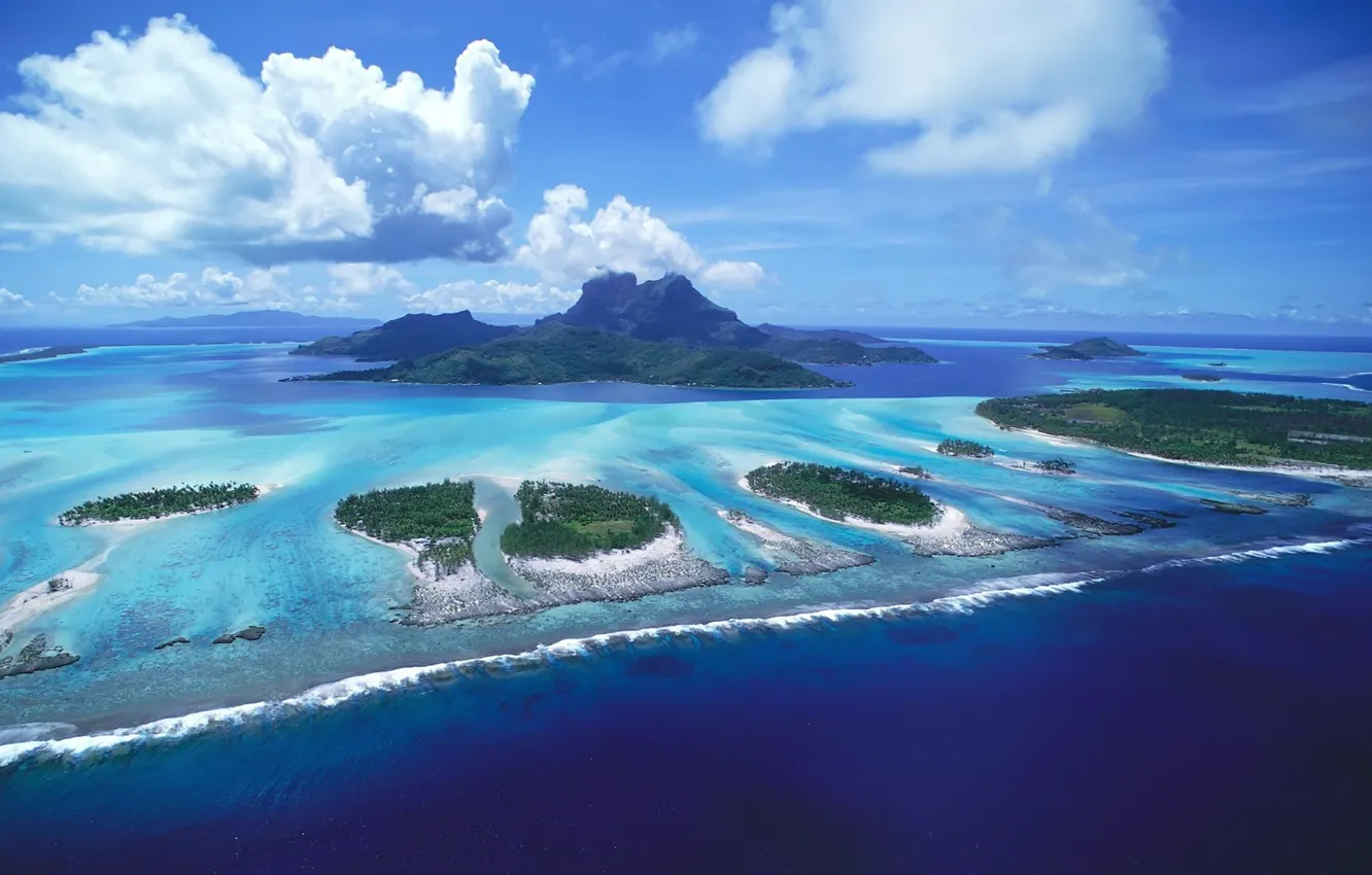 Photo wallpaper Islands, landscape, blue water