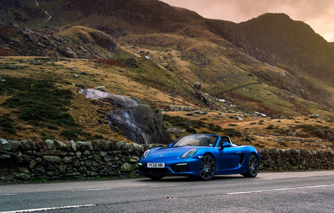 Photo wallpaper mountains, Porsche, Cayman, GTS