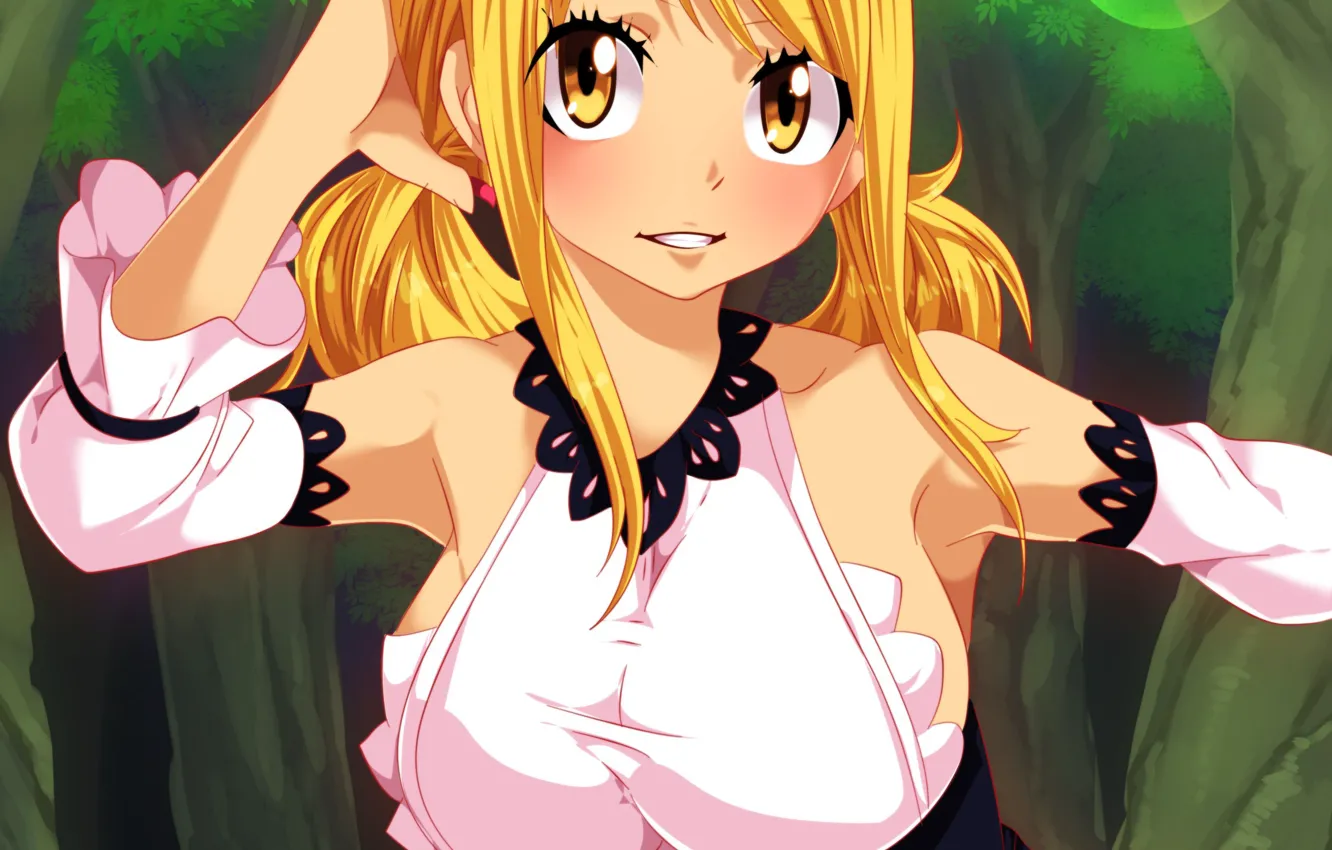 Photo wallpaper kawaii, game, forest, big, anime, pretty, Lucy, blonde