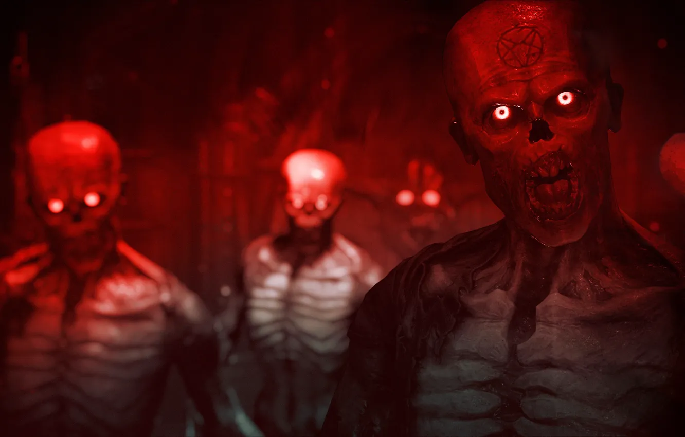 Photo wallpaper demon, red, blood, game, evil, Doom