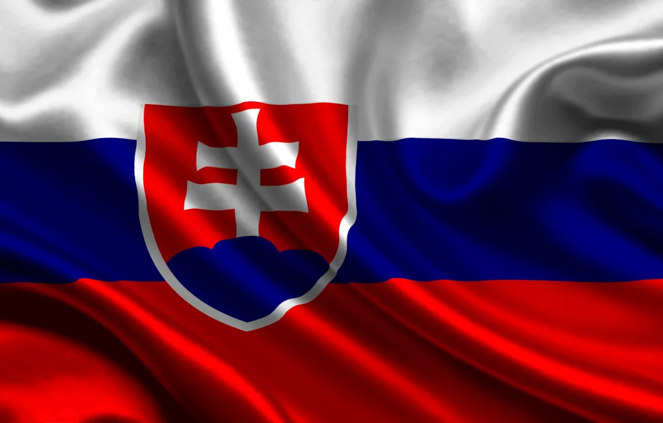 Photo wallpaper cross, flag, coat of arms, cross, fon, flag, Slovakia, coat of arms