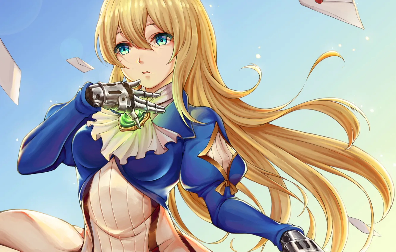 Photo wallpaper girl, art, blonde, letters, Violet Evergarden