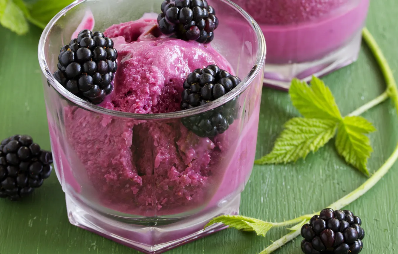 Photo wallpaper ice cream, leaf, dessert, BlackBerry