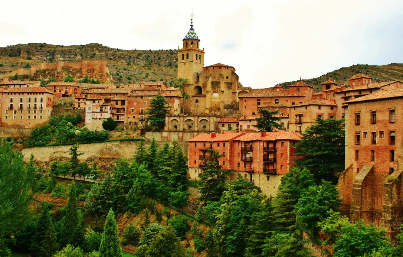 Photo wallpaper the city, photo, home, Spain, Aragon Albarracin