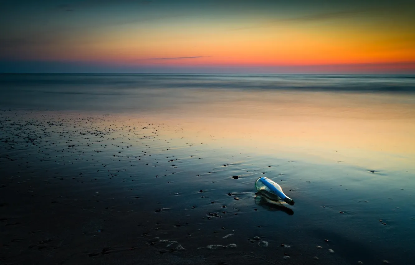 Photo wallpaper letter, the ocean, bottle