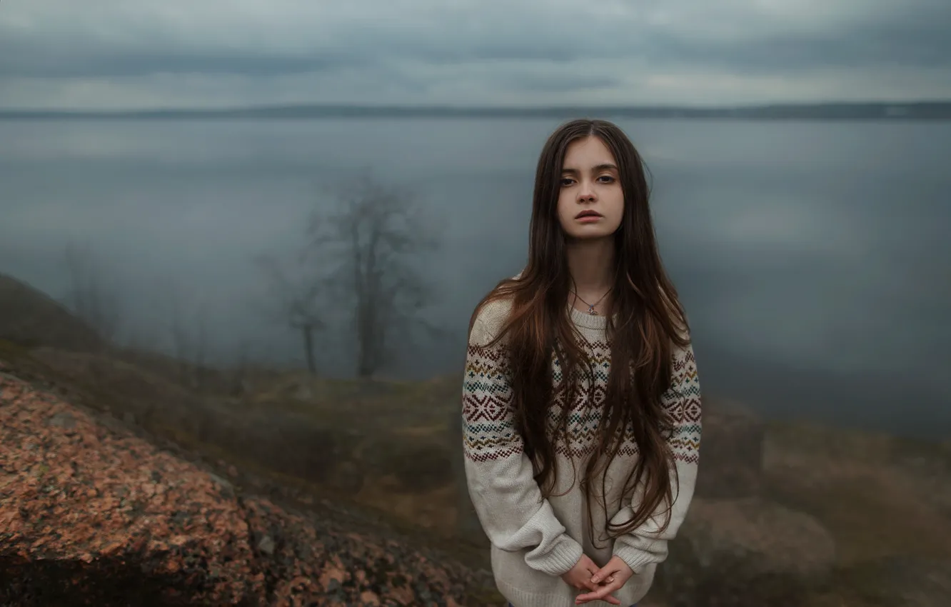 Photo wallpaper look, girl, face, pattern, sweetheart, model, portrait, morning